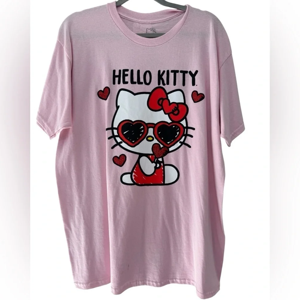 Sanrio Hello Kitty Pink and Red Short Sleeve Tee Size Large
